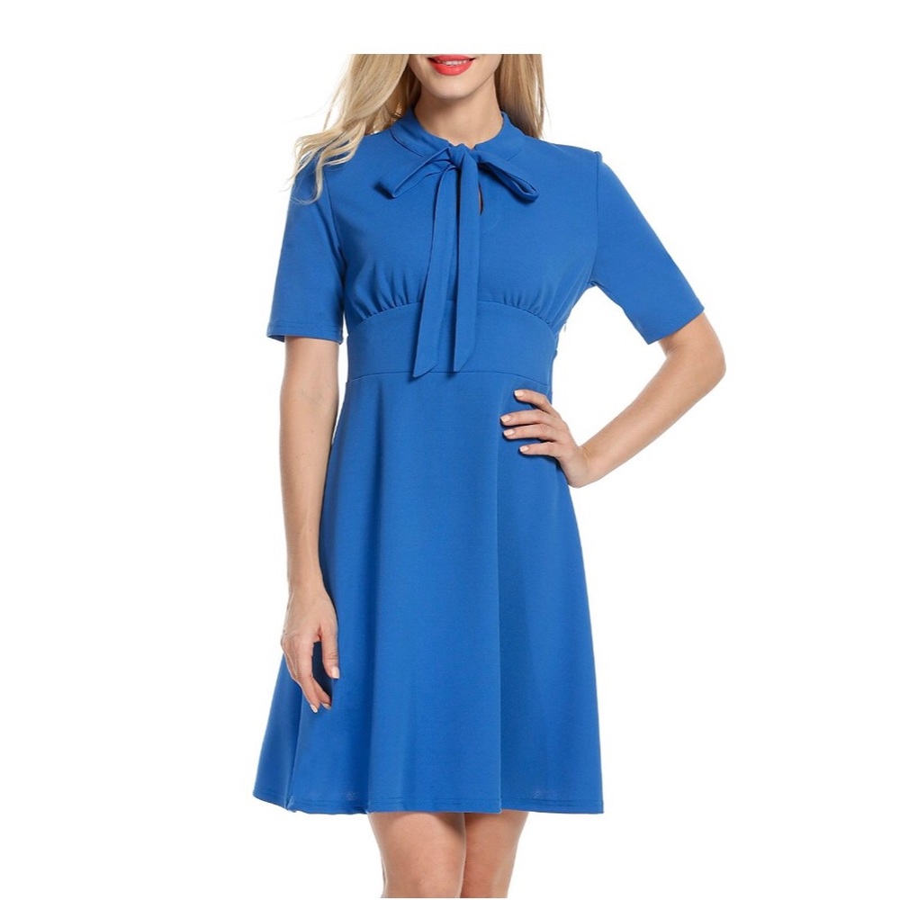 Vintage- Style Blue Flare Dress